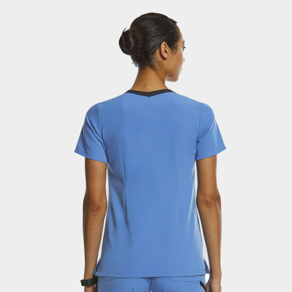 Elite-by-IRG_3802-WomensSportyContrastV-NeckTop-CeilBlue-CBL-02-IRG-Scrubs