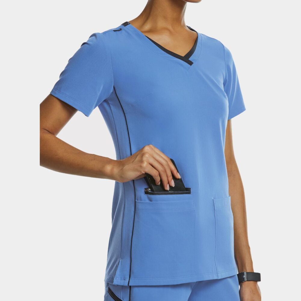 Elite-by-IRG_3802-WomensSportyContrastV-NeckTop-CeilBlue-CBL-04-IRG-Scrubs