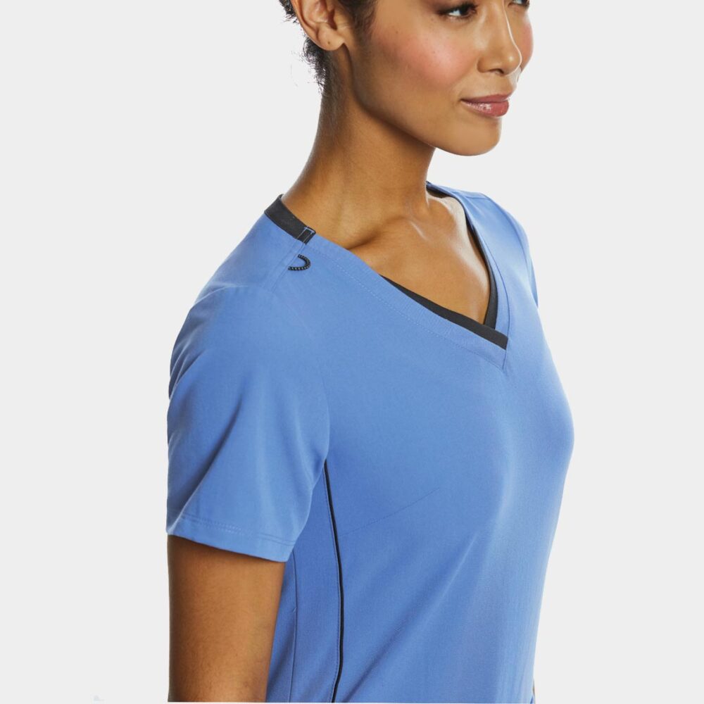 Elite-by-IRG_3802-WomensSportyContrastV-NeckTop-CeilBlue-CBL-05-IRG-Scrubs